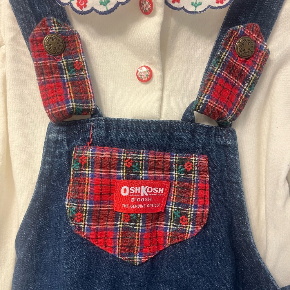 Vintage OshKosh B'gosh Denim Jumper and Top Set. Made in USA. Size 6 - Picture 2 of 7